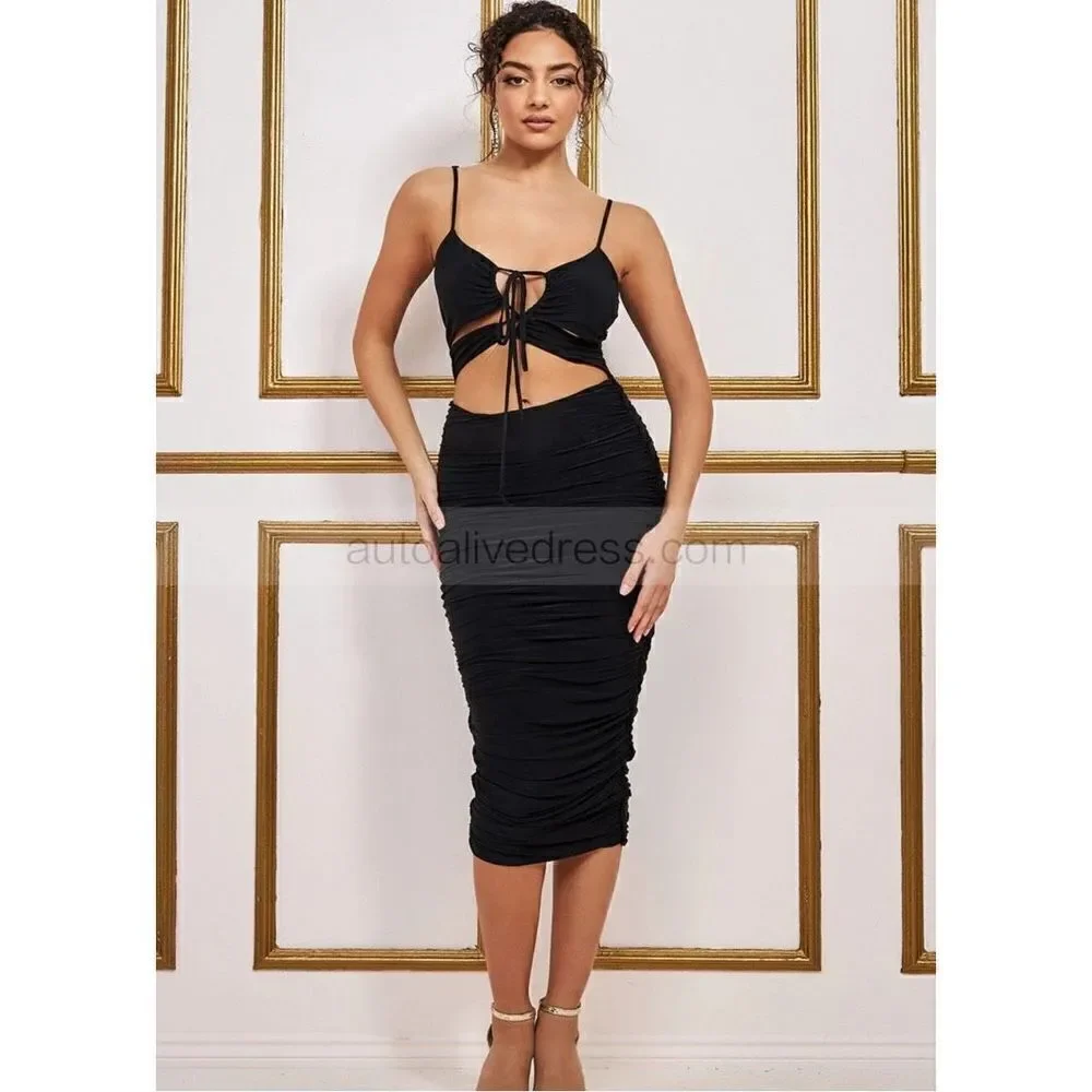 Anthropologie Black Jersey Cutout Sexy Hot Party Dress size M